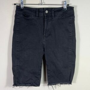 Free People Black Denim Bermuda Shorts Womens‎ Size 26 Frayed Hem